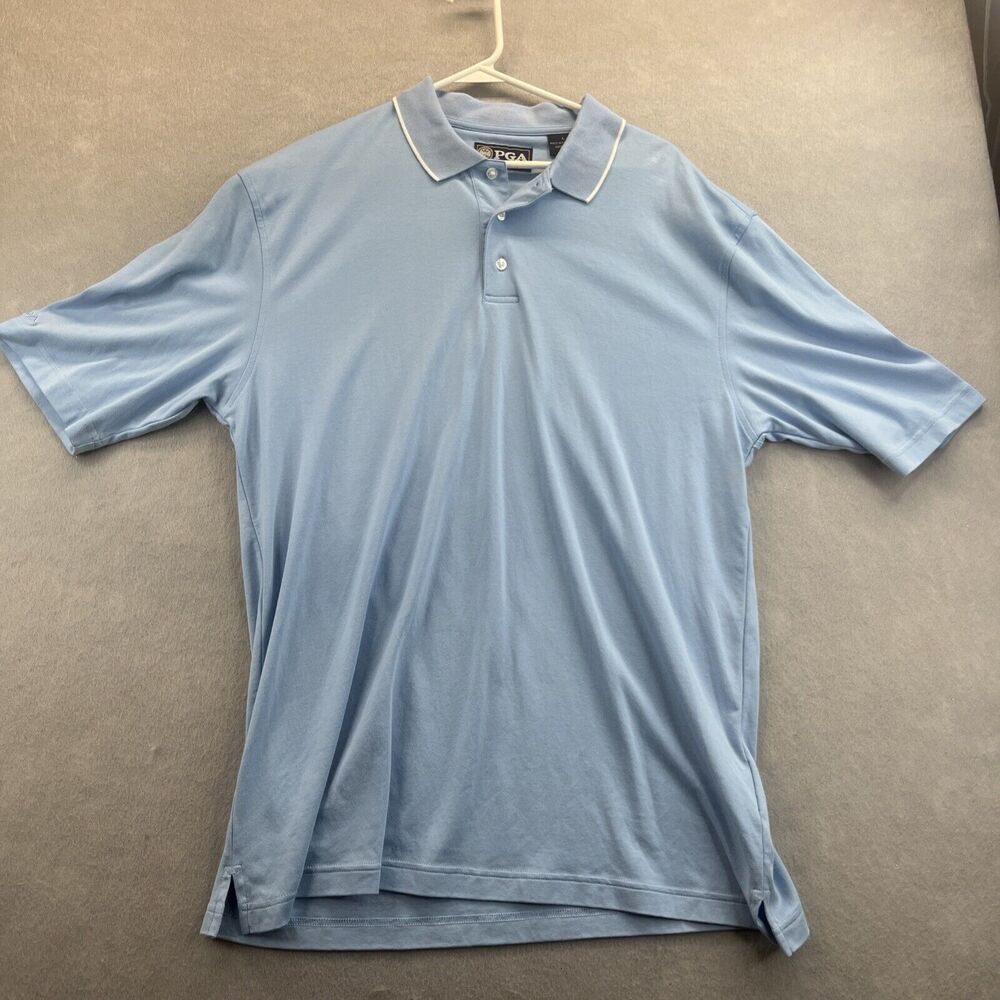 PGA Authentic Performance Golf Polo Shirt Mens Large Blue Outdoor Short Sleeve